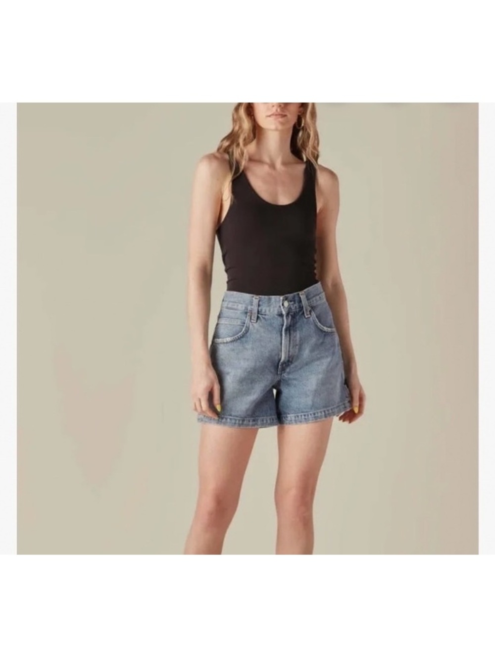 Agolde Magda Cotton Carpenter Utility Shorts medium denim 30